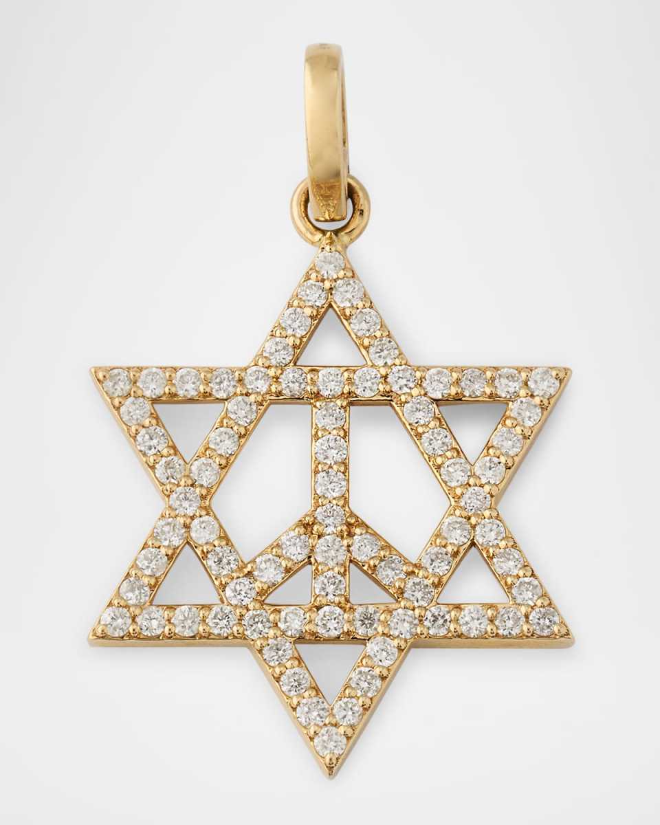 14K Yellow Gold Small Star of David Peace Charm